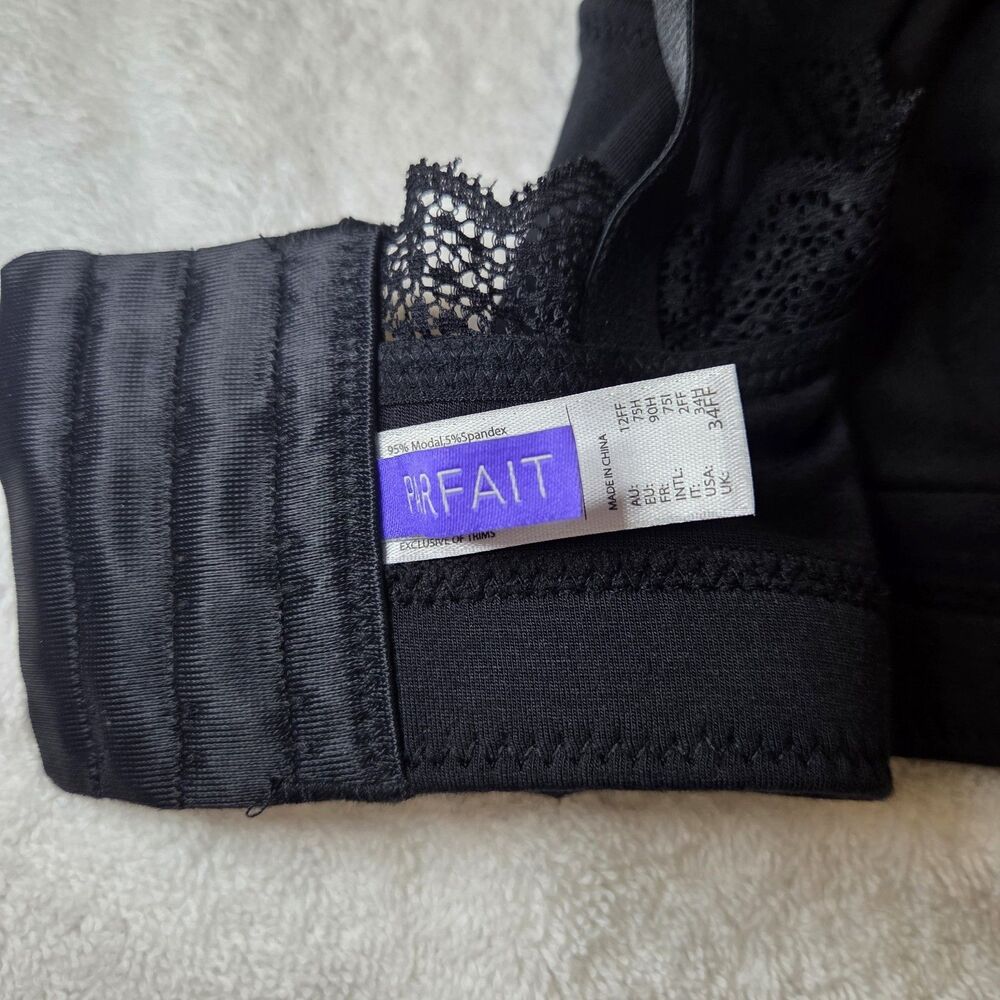 NWT Parfait Dalis P5641 Women's Full Busted Curvy Wire Free Bralette Black 34H - Picture 4 of 6